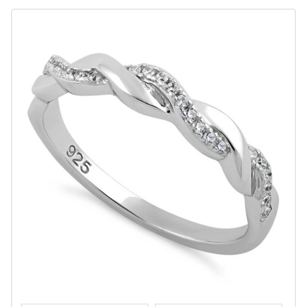 Sterling Silver Braided Band w CZ Size 7 - 6 Pk